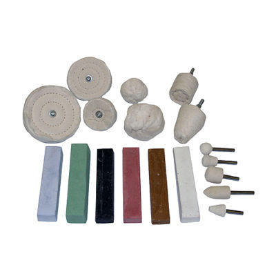 18 pc deluxe polishing kit - wheels emery tripoli rouge