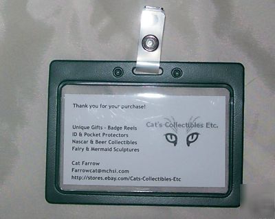 10 horizontal badge frame id holders w/ clip on free sh