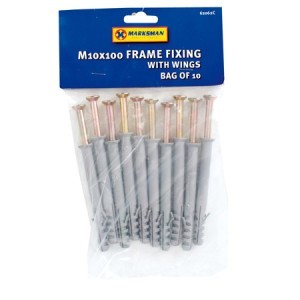 10PC M10X100 frame fixing screw & raw plug with wings