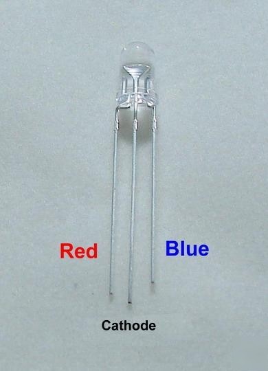 15X 5MM red / blue 3 pin ' common cathode ' leds