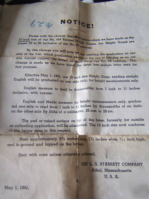 1940S starrett vernier height gauge caliper 14