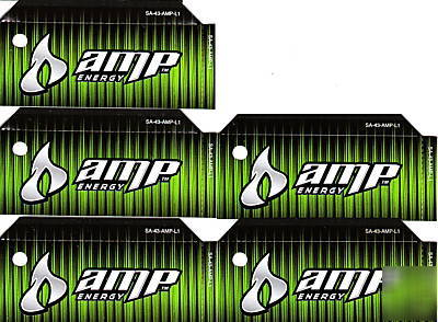 Amp energy drink 5 of small same vending flavor labels