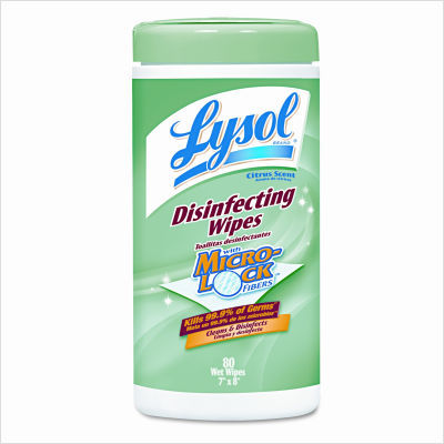 Citrus scent sanitizing wet wipes, 7X8, 80 per canister