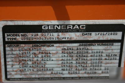 Generac 2000 series 25 kva 3 phase generator on trailer