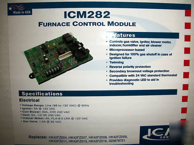 ICM282 carrier replacement furnace control module