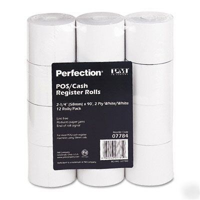Pm company two-ply calculator receipt paper rolls bx 50