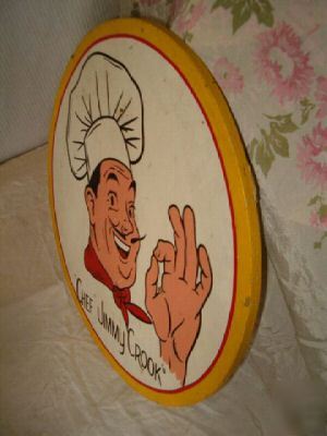 â€œchefâ€sign-hand painted/crafted by pro,18Â½â€ round,bri