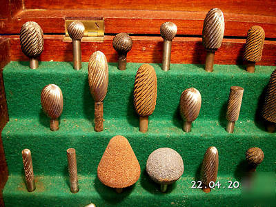 44 vintage metal reamers with wood tool dremel box 