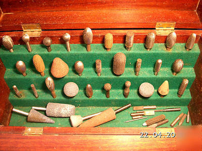 44 vintage metal reamers with wood tool dremel box 