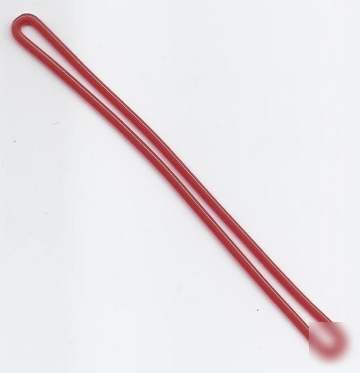 Electric red luggage tag loops for laminating pouches