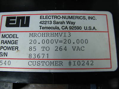 Electro numerics micro p # MROHRHMVI3 digital meter