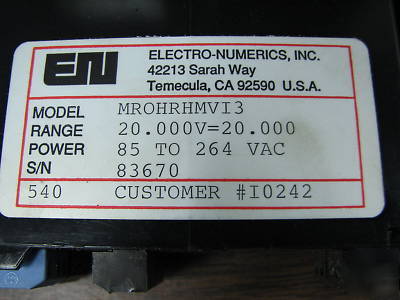Electro numerics micro p # MROHRHMVI3 digital meter