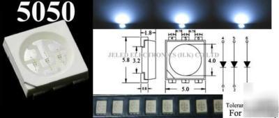 50 pcs plcc-6 5050 3-chips power smd 10000MCD white led