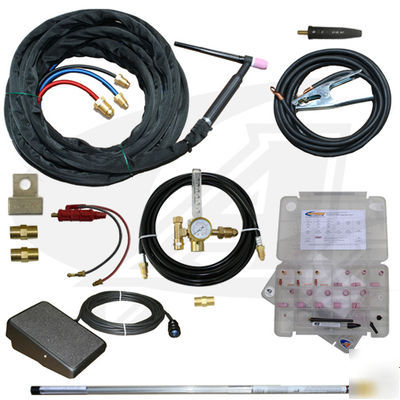 Deluxe universal tig torch package - 50' cables - water