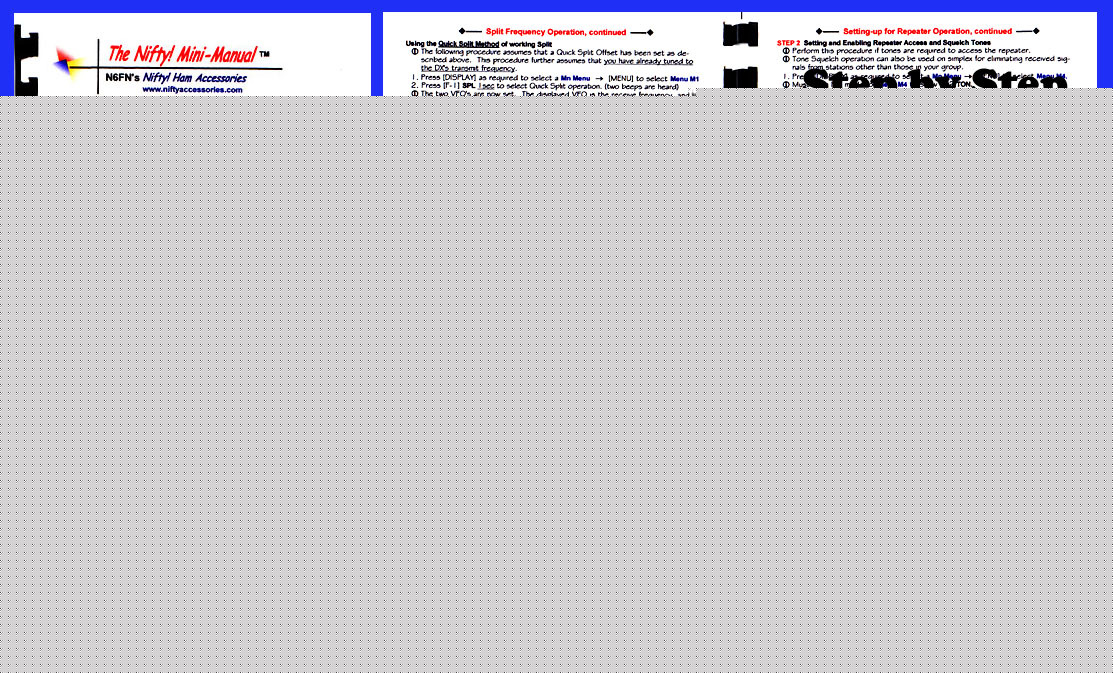 Icom ic-703 / ic-703P nifty quick reference guide IC703