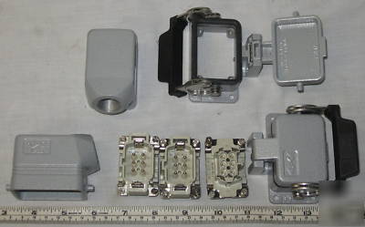Lot of mencom heavy duty connectors ,bases & hoods 