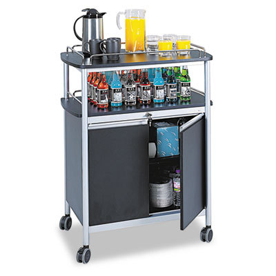 Mobile locking beverage cabinet cart black/gray