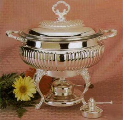 Silver chafing dish, 3 quart, queen ann.