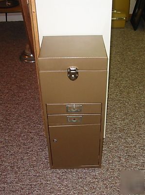Vintage industrial filing drawer combination cabinet