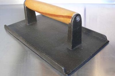 New 9 steak weight bacon press cook grill 8X4 cast iron 