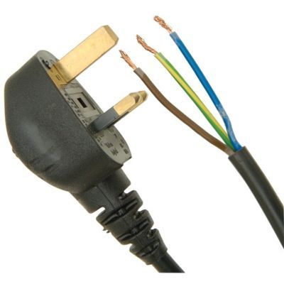 1 x moulded 13A plug & 3M bare ends lead white 1.50MMÂ²