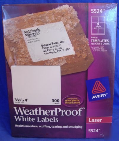Avery 5524 laser weatherproof shipping labels 3.3 x 4
