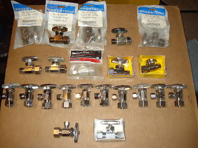 Lot of 22 various angle & straight stops 1/2, 3/8, 1/4 