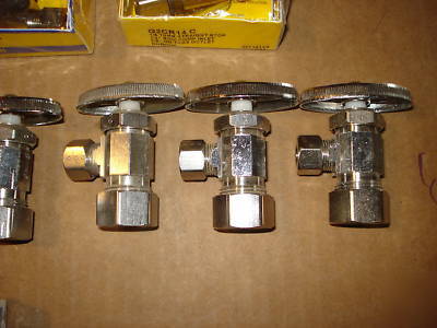 Lot of 22 various angle & straight stops 1/2, 3/8, 1/4 