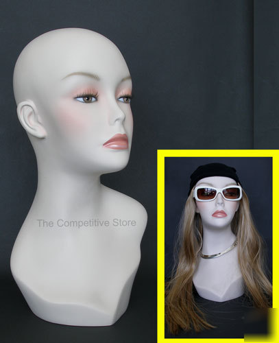 New female head mannequin form flesh tone 17 inch 