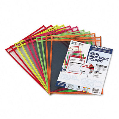 Shop ticket holders clear with neon stitching, 10/box