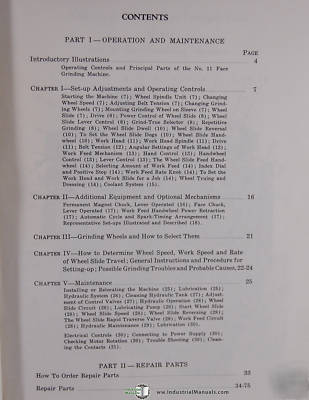 Brown & sharpe no. 11 face grinder operation manual