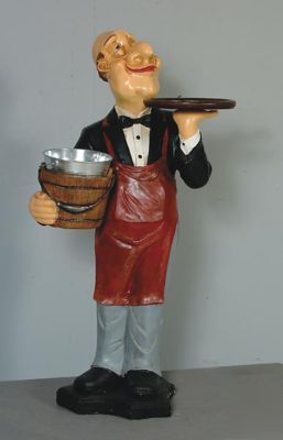 Butler waiter w/ ice bucket and tray 3' tall champagne