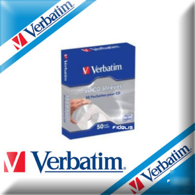 50 verbatim cd dvd sleeves 49992 50X