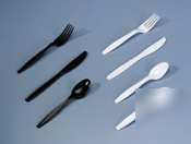 Mediumweight plastic forks, white, 1,000 per carton
