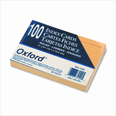 Ruled index cards, 4 x 6, canary, 100 per pack
