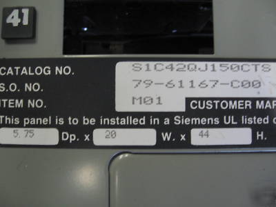 Siemens 250 amp 208/120V 3P4W main breaker panelboard 