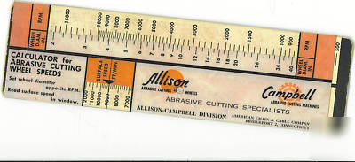 Allison campbell abrasive cutter wheel speed calculator