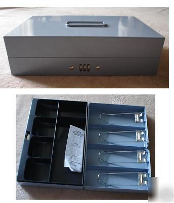 Cash box steel combination lock for extra security.