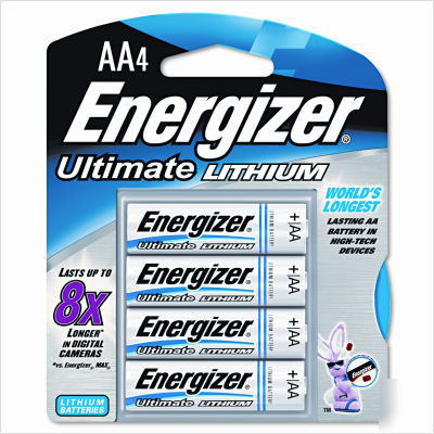 Eveready battery eÂ² lithium batteries, aa, 4/pack