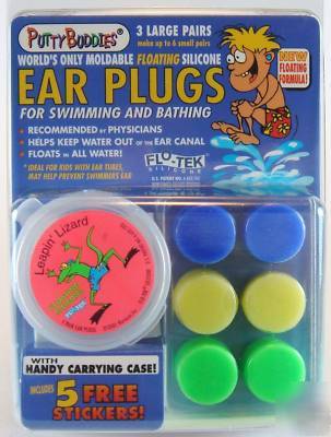 Floatable ear plugs swimming blue green yellow