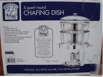 New round chafer chafing stainless steel dish 5 quart * *