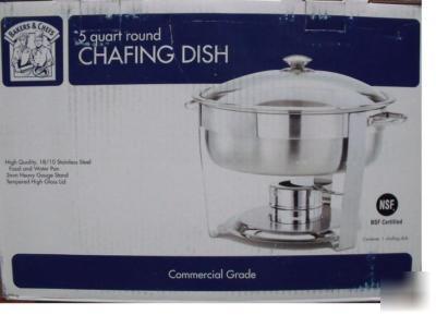 New round chafer chafing stainless steel dish 5 quart * *