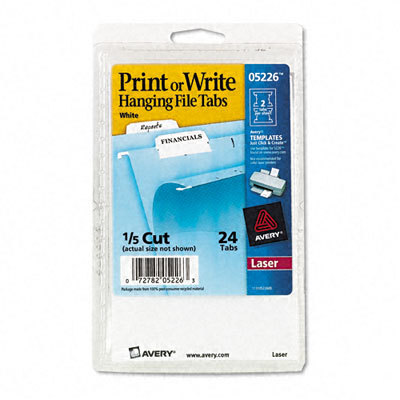Print/write-on tabs 1/5 tab 2-1/16IN white 24/pack