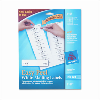 White ink jet mailing labels, 1 x 4, 500/pack