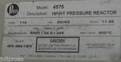 Parr instruments 4575 ht/hp reactor w/ 4848 controller