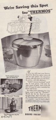 1947 thermos brand ice bowl-picknicker-jug set print ad