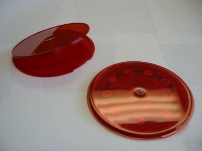 300 cd shells dvd plastic case- trans red discons c