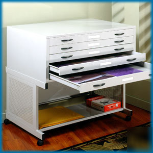 Studio designs lt grey flat file stand 40.75X28.5X19.75