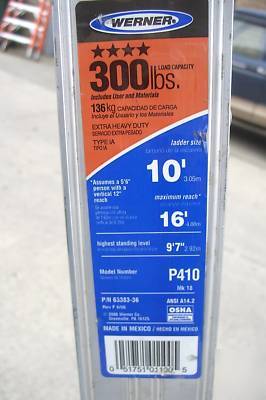 Werner 10' aluminum platform ladder 12' overall P410