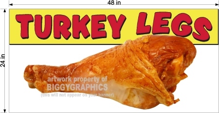 2' x 4' vinyl banner turkey legs food big sign ad